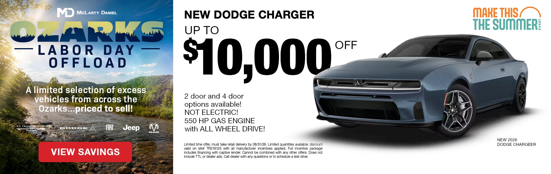 Up to $10,000 off new Dodge Charger: 2 door and 4 door optio