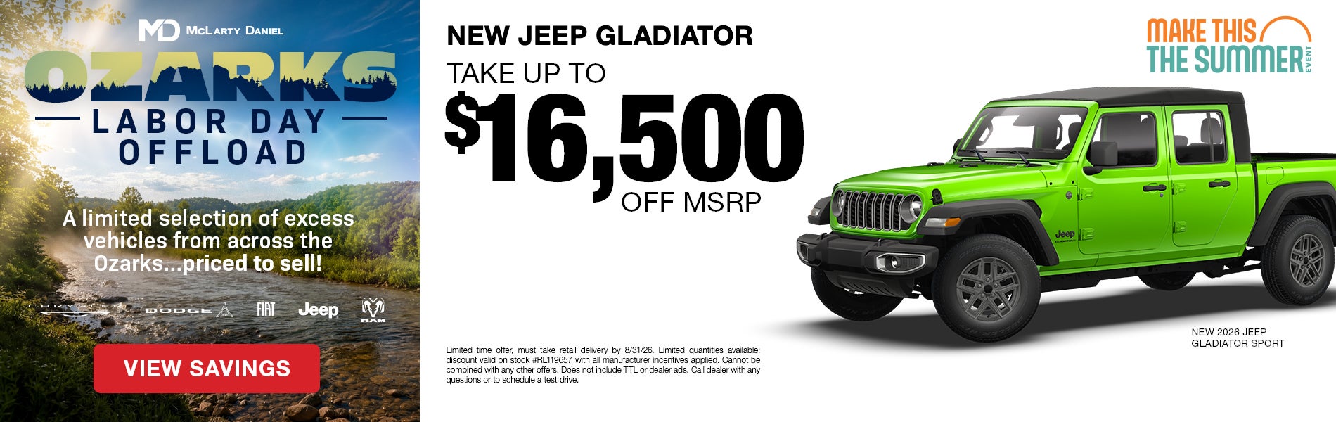 Take up to $16,500 off MSRP on a new Jeep Gladiator! 