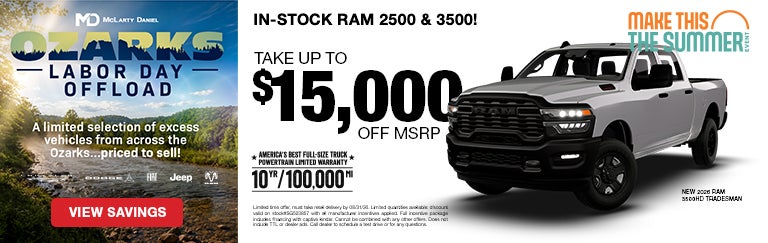 Take up to $15,000 off MSRP on new in-stock RAM 2500 & 35