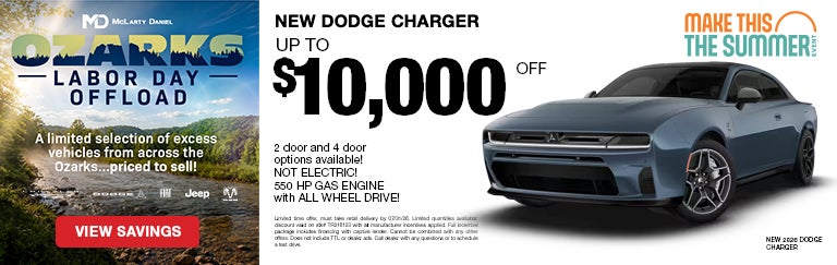 Up to $10,000 off new Dodge Charger: 2 door and 4 door optio