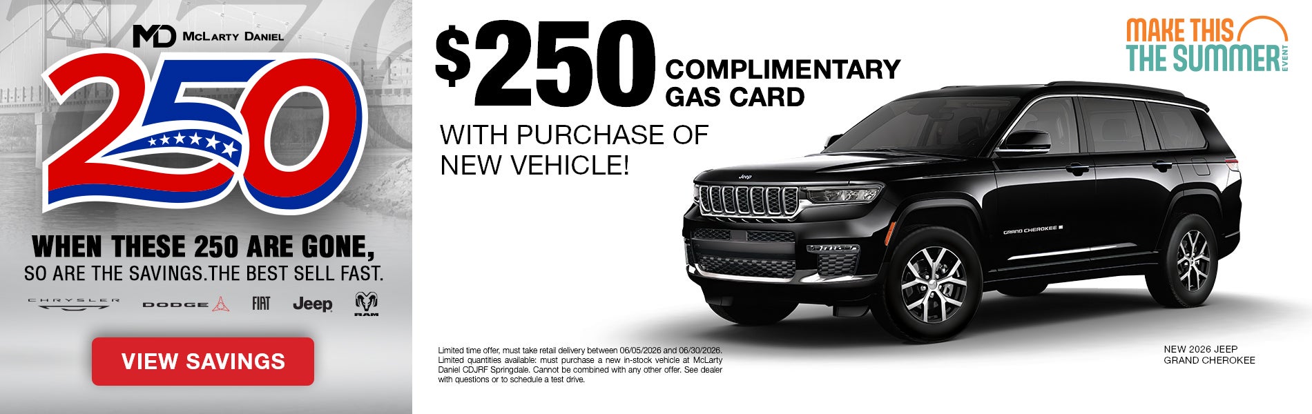 $250 Gas Card with New Vehicle Purchase