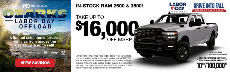 Take up to $16,000 off MSRP on new in-stock RAM 2500 & 3500!