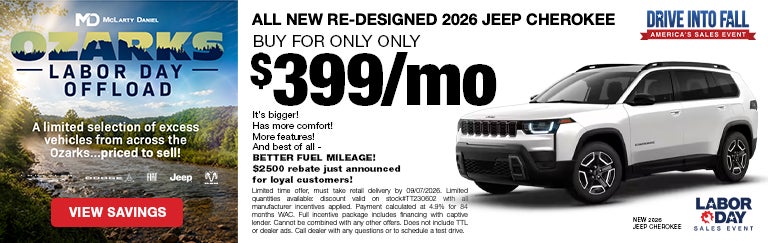 Buy an ALL NEW RE-DESIGNED 2026 Jeep Cherokee for ONLY $399/
