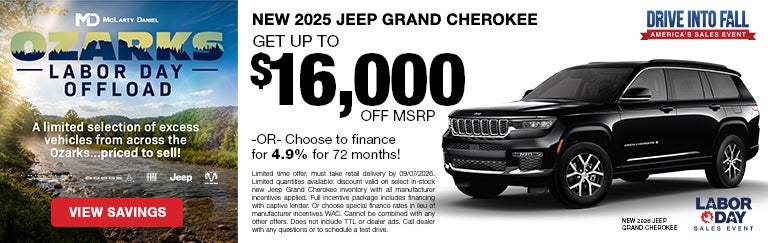 Get up to $16,000 off new 2025 Jeep Grand Cherokee! -OR- fin