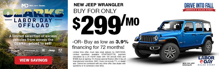  Lease a new Jeep Wrangler for only $299/mo! OR BUY as low a